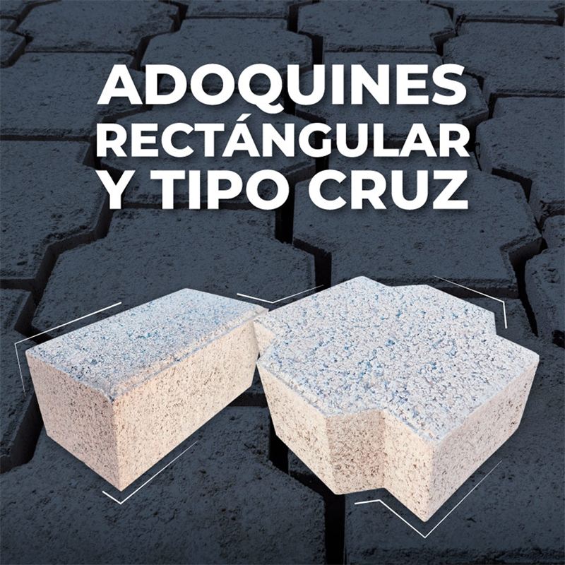 Adoquines de concreto rectangular y tipo cruz